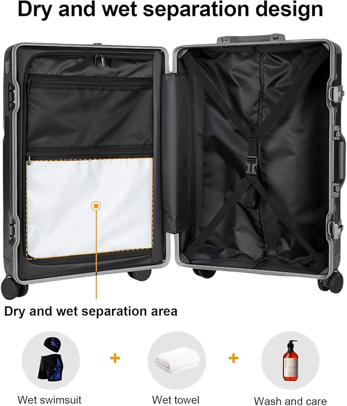 2-Piece Hardshell Zipperless Luggage Set, 20/26" Aluminum Frame Hardshell - Image 4