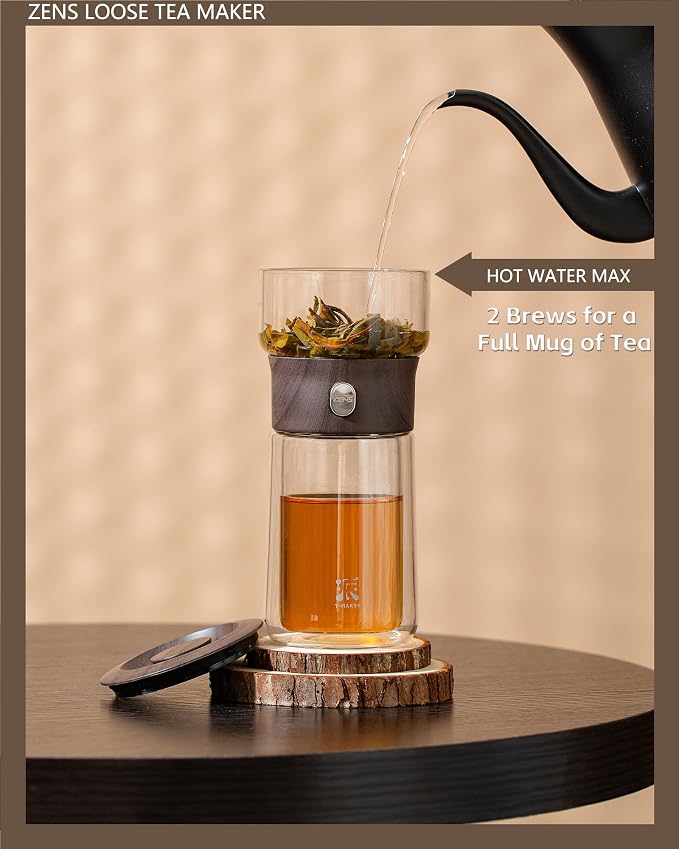 ZENS Modern Glass Infuser Teapot, One Touch Tea Maker - Image 3