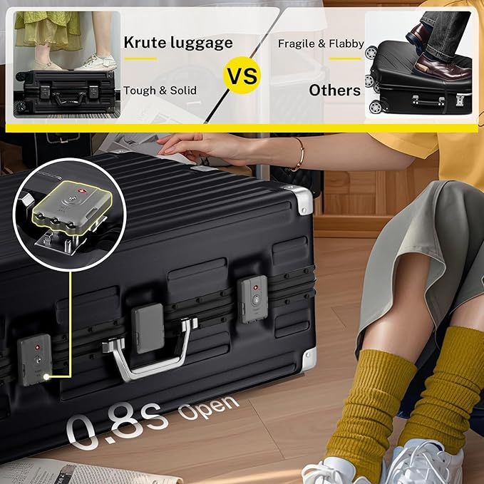 Krute Luggage Set 2 Pieces 20 28 Inch Aluminum Frame Carry on Luggages TSA Lock - Image 5
