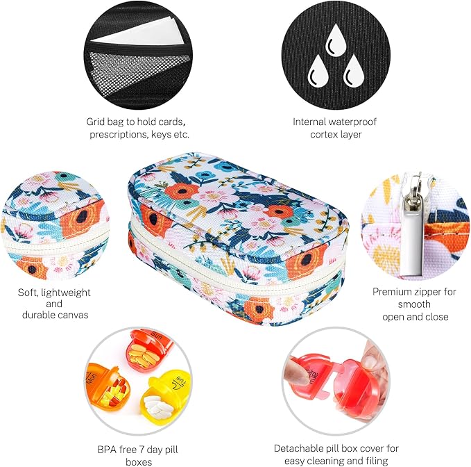Serfeymi Weekly Travel Pill Organizer 2 Times A Day AM PM Upgraded Rainbow Pill - Image 3