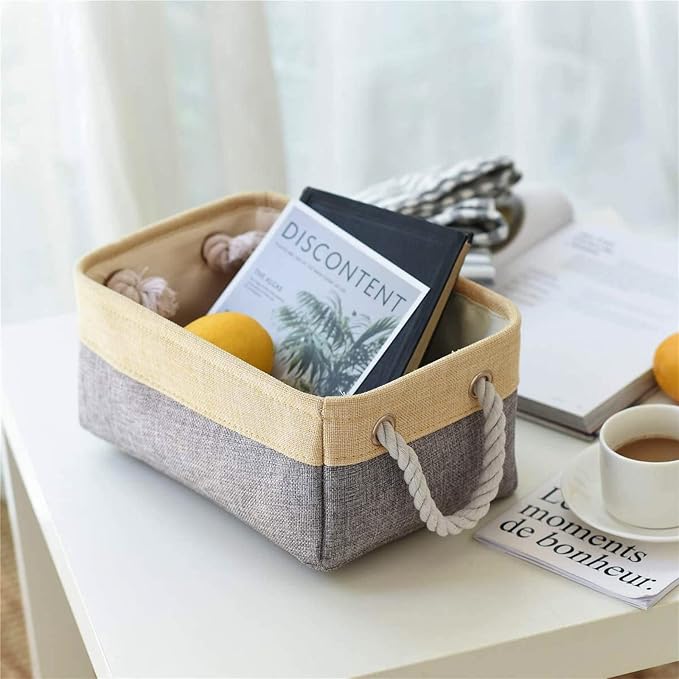TheWarmHome Decorative Basket Rectangular Fabric Storage Bin Organizer Basket - Image 7