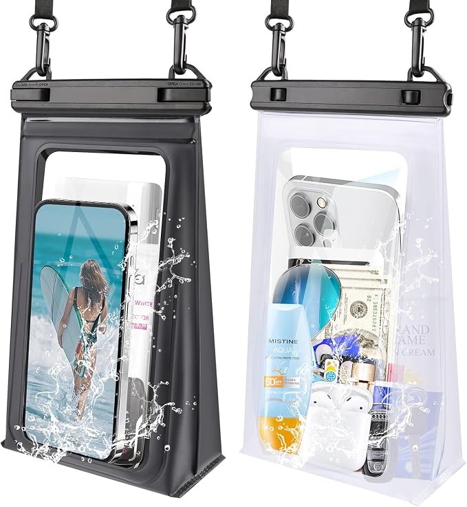 2 Pack Large Waterproof Phone Pouch, IPX8 Double Sealing Floating Waterproof Bag by PEDVSTY