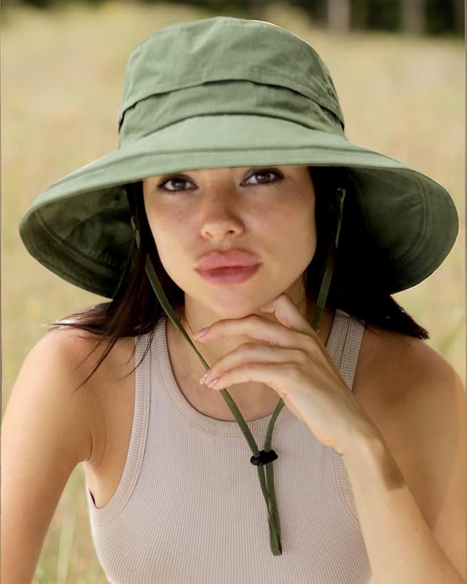 Sun Hats for Women Gardening Hat Wide Brim Ponytail Beach Sun Protection - Image 8