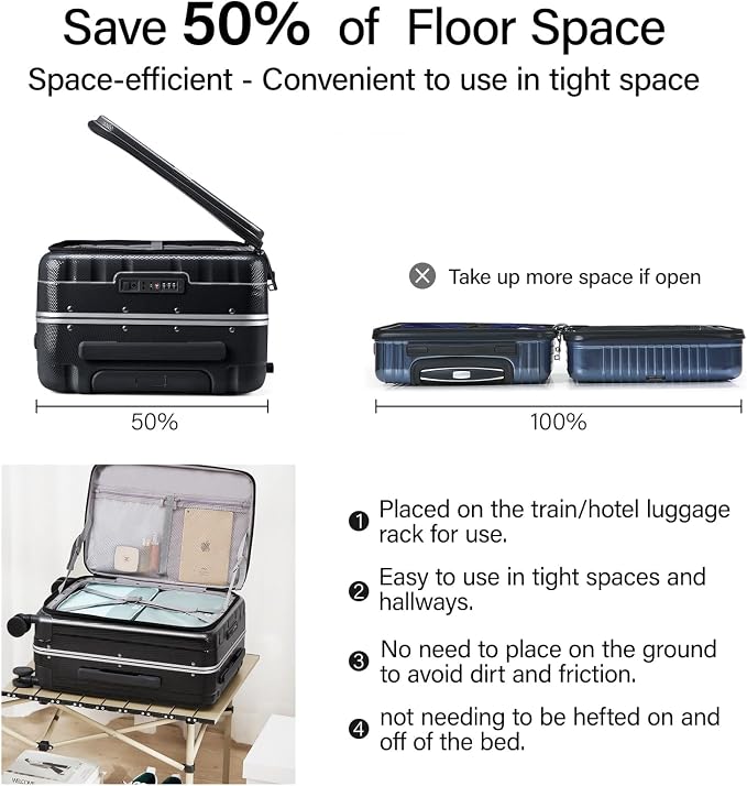 Hanke 24 Inch Checked Luggage PC Hard Shell Suitcases - Image 3
