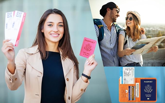 Passport Holder Cover Wallet Travel Essentials RFID Blocking Leather Card Case - Image 4
