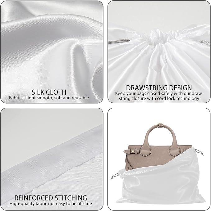 6 Pack Dust Bags for Handbags Silk Dust Cover Bag for Handbags Purses Shoes - Image 6