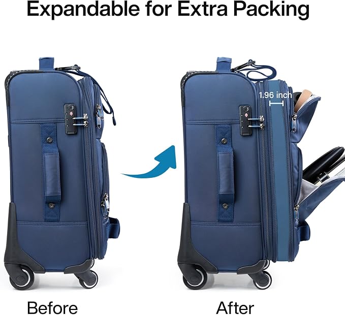 Hanke 20 Inch Softside Expandable Carry On Luggage - Image 2