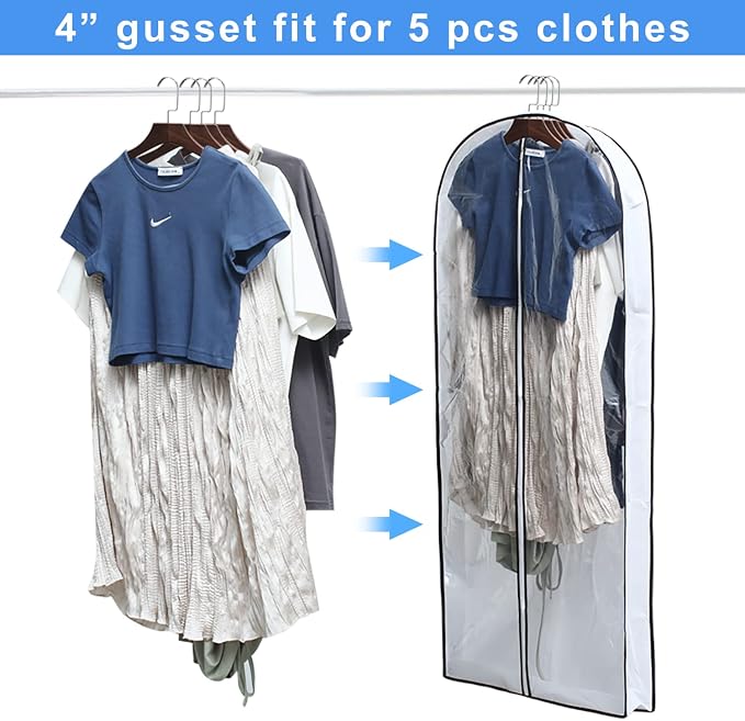 Hanging Clothes Storage with 4" Gusseted Garment Covers - Image 3