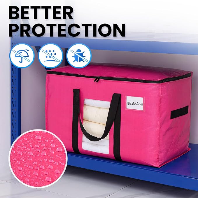 TAILI 4 Pack Pink Extra Large Moving Bags, Heavy Duty Totes - Image 8