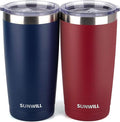 SUNWILL Travel Coffee Mug with Lid, 20 oz Tumbler Set of 2, Insulated Stainless by SUNWILL