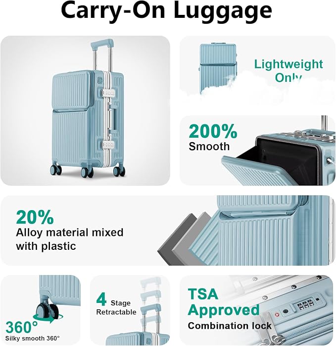 Hard Shell Luggage 20 Inch Travel Luggage, Carry-On Luggage Spinner TSA - Image 3