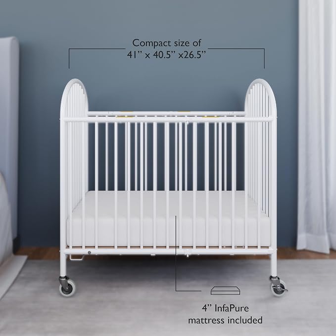 Foundations Pinnacle Folding Metal Hotel Crib and Sheet Bundle - Image 3
