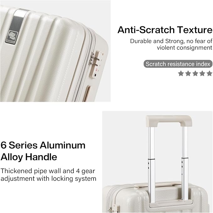 Hanke Expandable Hardshell Luggage Sets 3 piece Carry on Luggage - Image 8