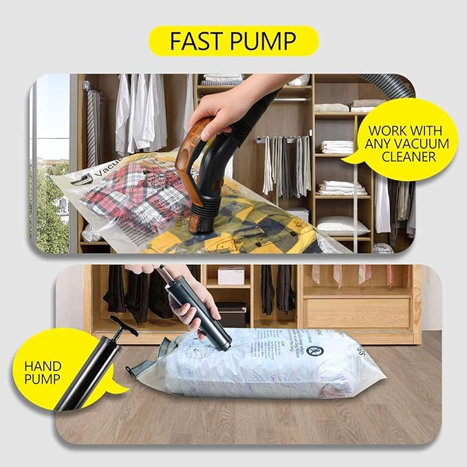 12 Pack Vacuum Storage Bags, Plastic Packaging Bags, Space Saver Sealer - Image 8