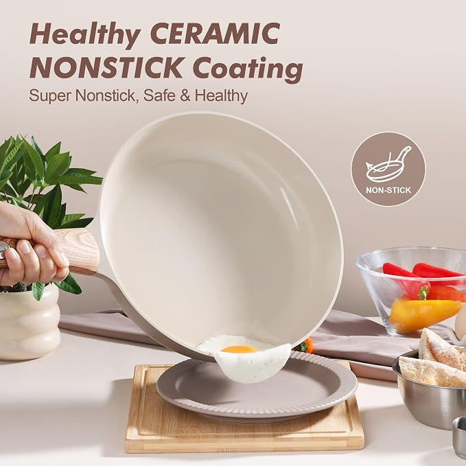 SENSARTE Ceramic Nonstick Frying Pan Skillet 9.5Inch Non Stick Omelette Pans - Image 3