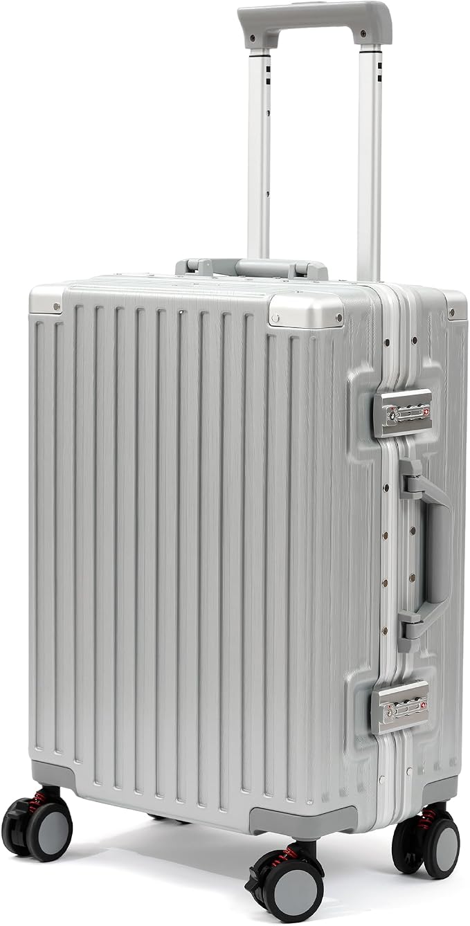 26 Inch Checked Luggage with Spinner Wheels, No Zipper Aluminum Frame Hard by VentureVault