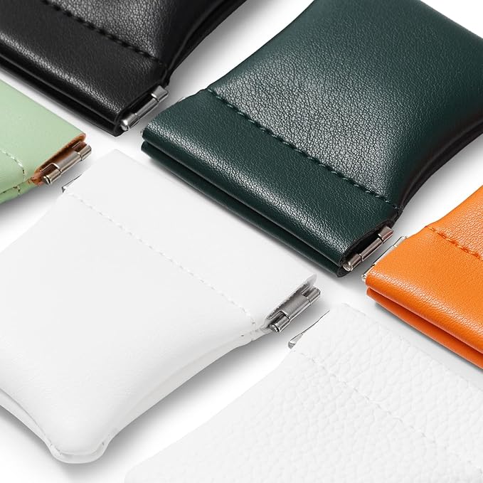 2 Pack PU Leather Slim Engagement Wedding Ring Pouch Leather Jewelry Pouch - Image 7