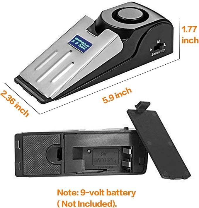 ZZRUI Upgraded 2 in 1 Portable Door Stopper Floor Wedge Security Alarm Loud - Image 5