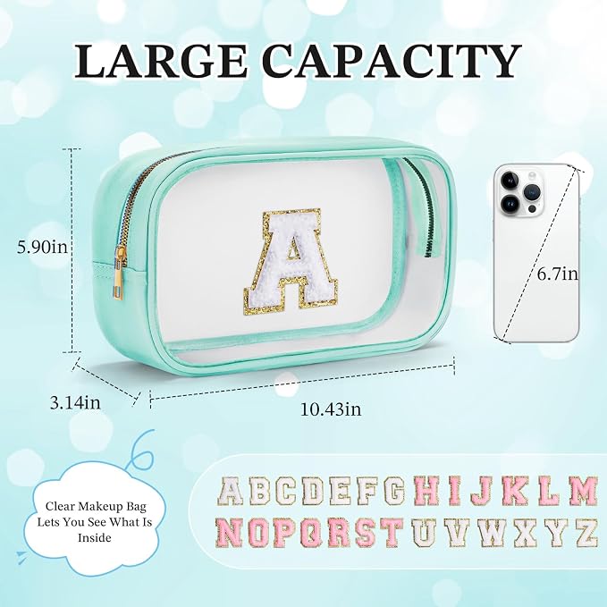 YOOLIFE Initial Clear Makeup Bag | Waterproof Large Travel Makeup Bag | - Image 4