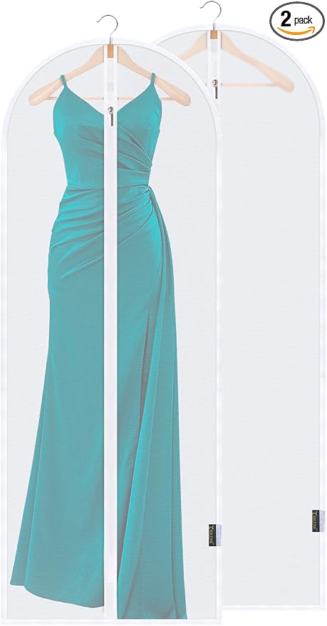BALEINE 60'' Translucent Garment Bags, 2 Packs PEVA Dress Bag by BALEINE