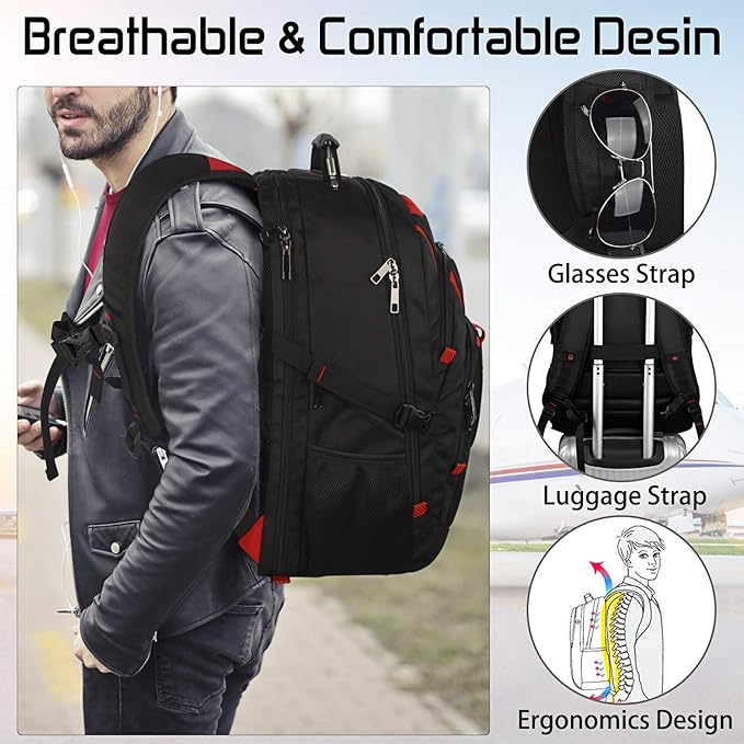18.4 Inch Laptops Backpack, 55-60L Extra Large Travel Laptop Backpack - Image 6