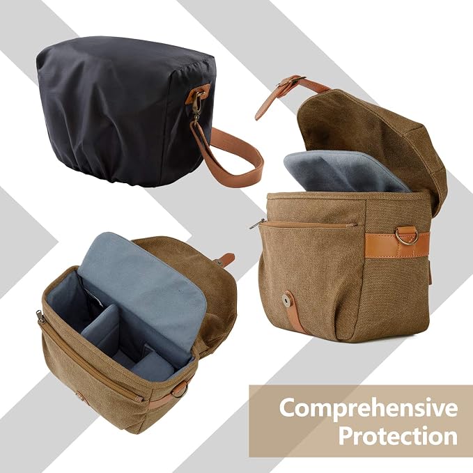 BAGSMART Camera Bag, SLR DSLR Canvas Crossbody Camera Case, Compact Camera - Image 4
