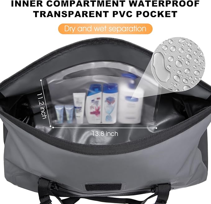 Waterproof Duffel Bag, 50L Roll-top Motorcycle Dry Bag - Image 5