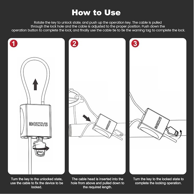 Adjustable Cable Padlock with 3 Keys | 1.15ft L x 1/6in D Aluminum Steel Cable - Image 7