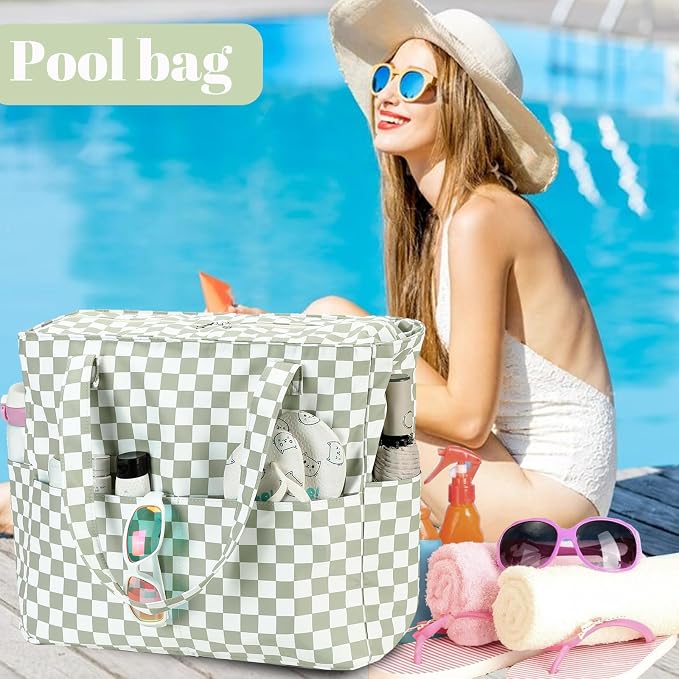 LEDAOU Large Beach Tote Bag Women Waterproof Sandproof Zipper Beach Tote Bag - Image 7