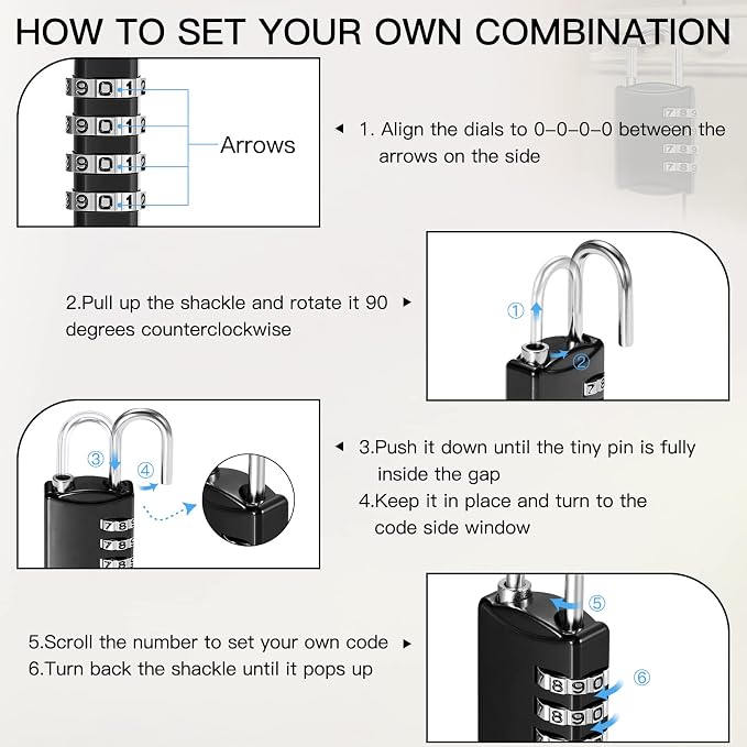 Sadnyy 15 Pcs 4 Digit Combination Locks Combination Padlock Luggage Number - Image 4