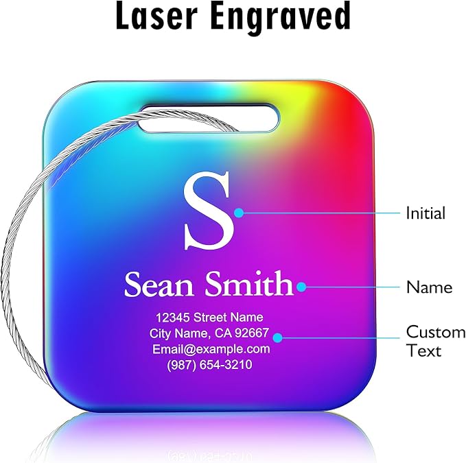 Personalized Engraved Gold Metal Luggage Tags - Image 3