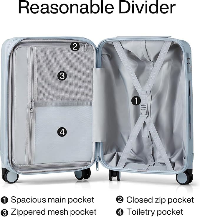 Hanke Expandable Hard Shell Luggage Sets 2 piece Carry On Luggage - Image 7