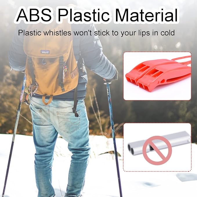 4 Pack Emergency Whistles with Adjustable Reflective Lanyard, Shrill Loud - Image 6