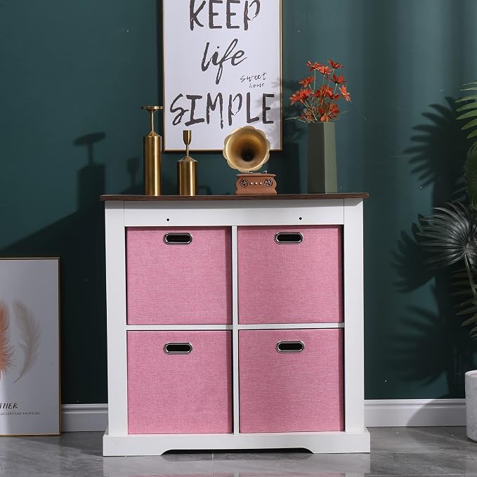 Pink Cube Storage Organizer Bins 13x13x13 Inch, 4 Pack Collapsible Organization - Image 7