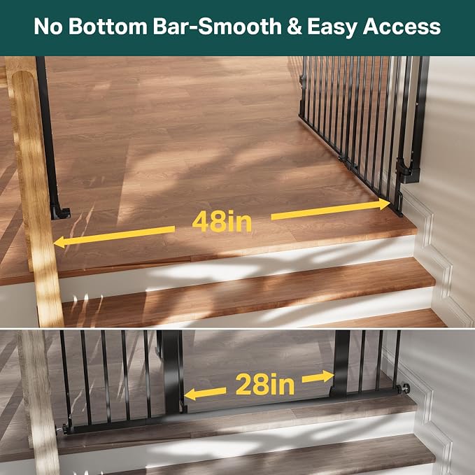 Cumbor 34" Extra Tall No Bottom Bar Baby Gate - Image 9