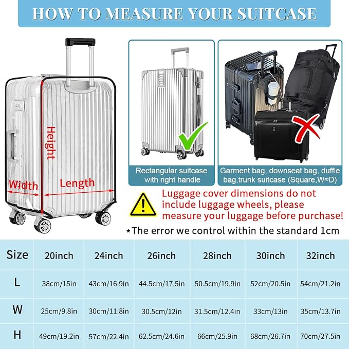 Yotako Clear PVC Suitcase Cover Protectors 20 Inch Luggage Cover - Image 8