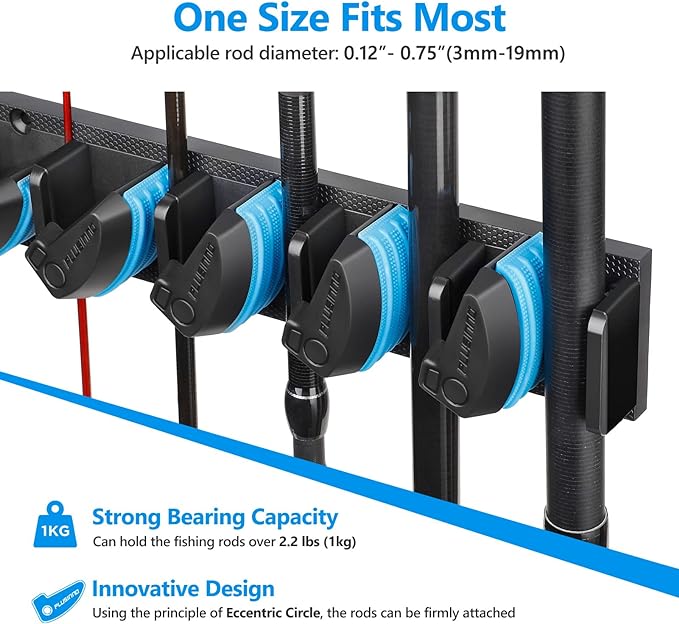 PLUSINNO Vertical Fishing Rod Holder, Wall Mounted Fishing Rod Rack, Fishing - Image 4