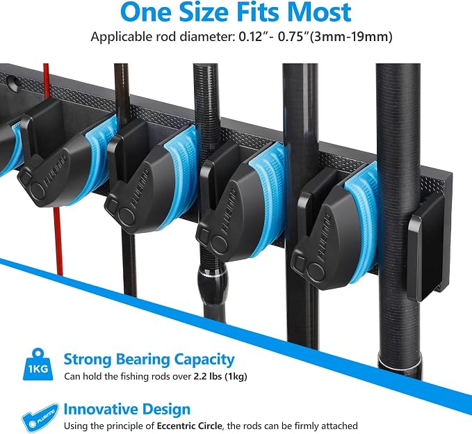 PLUSINNO 2 pack Vertical Fishing Rod rack, Wall Mounted Fishing Rod holder - Image 3