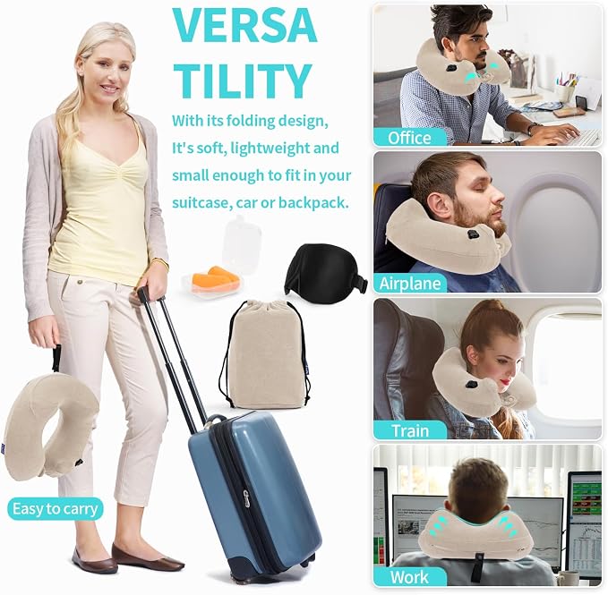 2 Pack Inflatable Travel Neck Pillows - Image 6