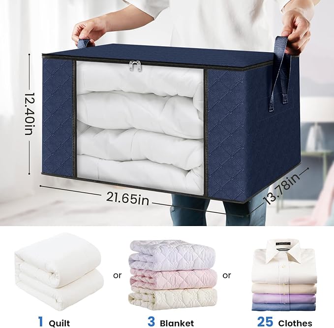 Fab totes 10 Pack Clothes Storage, Foldable Thick Fabric Blanket Storage Bags - Image 2