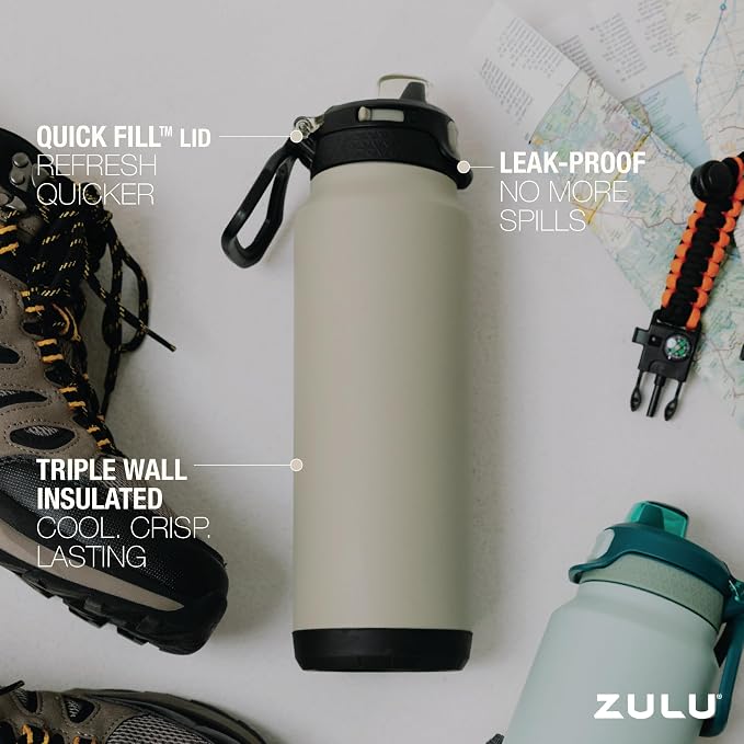 ZULU Powerfill Pro 40oz Stainless Steel Water Bottle - Image 3