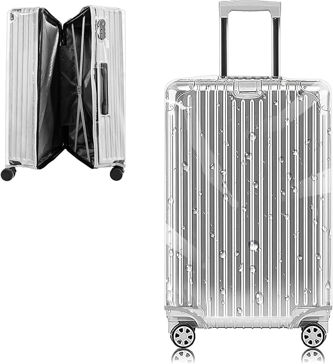 Yotako Upgraded Zippered Clear PVC Suitcase Cover, 24 Inch Luggage Covers by YOTAKO