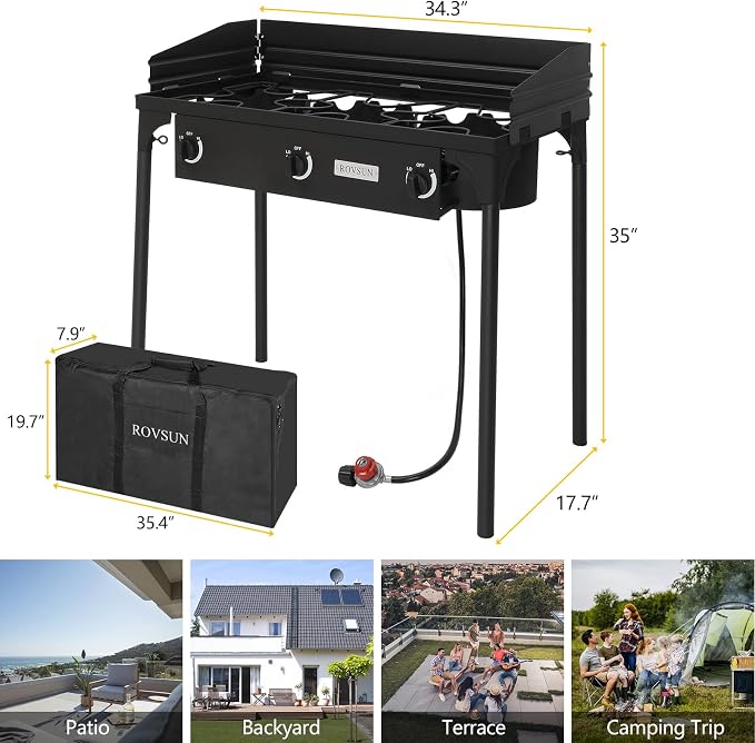 ROVSUN 2/3 Burner Outdoor Propane Gas Stove High Pressure Stand Cooker - Image 6