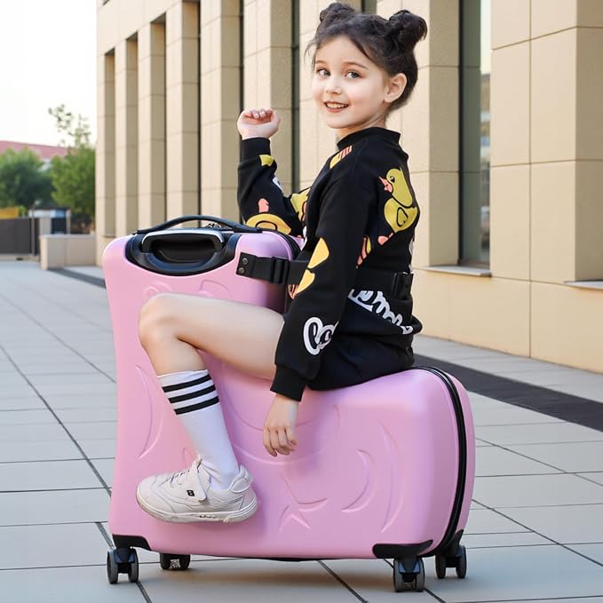 N-A Kids Ride On Suitcase with Wheels, Scooter Luggage - Image 6