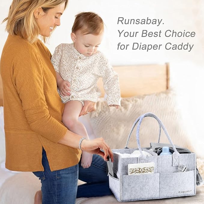 Baby Diaper Caddy Organizer, Portable Baby Essentials Storage Basket Bin - Image 7