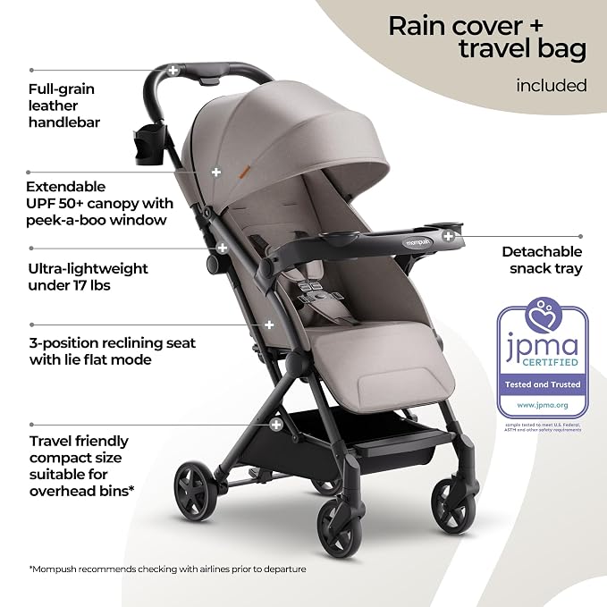 Mompush Lithe V2 Lightweight Travel Stroller, Compact Foldable Baby Stroller - Image 2