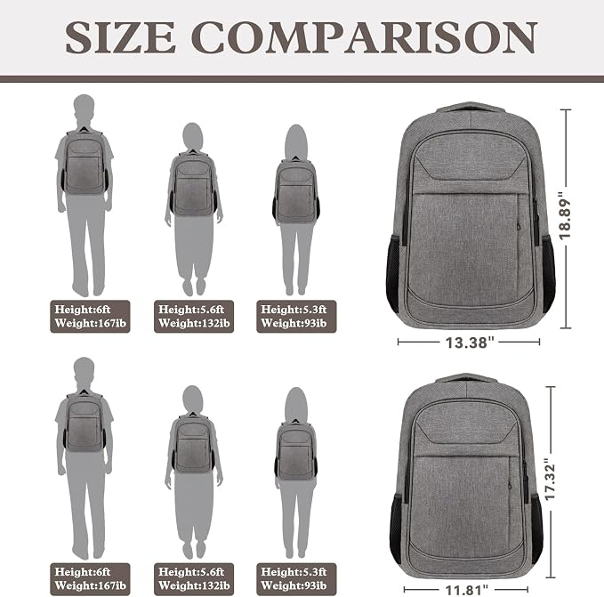 Travel Backpack, Large Travel Backpack, 17 Inch Laptop Bag, Water Resistant - Image 7