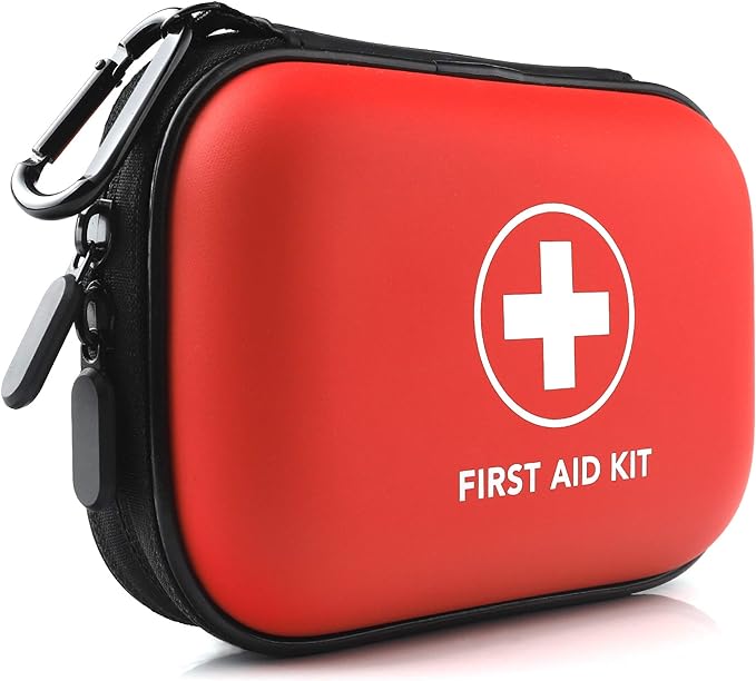 Mini First Aid Kit, 100 Pieces Water-Resistant Hard Shell Small Case by THRIAID