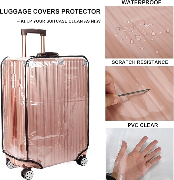 28-inch Luggage Cover Protector Clear PVC Waterproof Suitcase Covers, Travel - Image 2