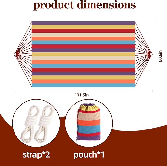 Camping Hammocks for Backyard Hanging Sturdy Garden Comfortable Fabric Hammock - Image 3